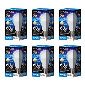 スタイルド LED電球 6個セット E17 昼光色 60W形相当 調光器対応 ミニクリプトン形 広配光タイプ 密閉器具対応 HA6D17D6