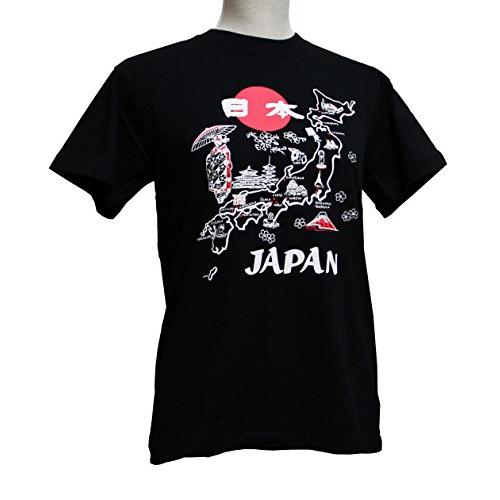 日本のお土産 Tシャツ 地図舞妓（黒）　【T-shirt/Chizumaiko（BK）】 (LL)