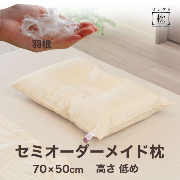オーダーメイド 枕 セミ オーダーメード ワイド 70×50cm 高さ 低め 形状 くぼみ形 素材 ...