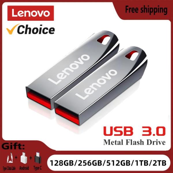 Lenovo-防水金属uドライブ,USB 3.0,フラッシュドライブ,高速メモリスティック512GB...