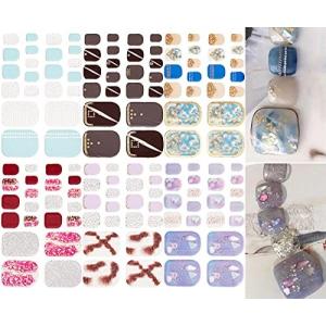 NAILDOKI 6種類 損傷のない 足の爪 ネイルシール ネイルステッカー ネイルラップ ネイルアクセサリー リアルネイルジェールステッカー 女性