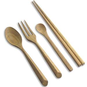 ナガオ 栗の木 ディナーカトラリーセット 4本 スプーン フォーク 箸 木製