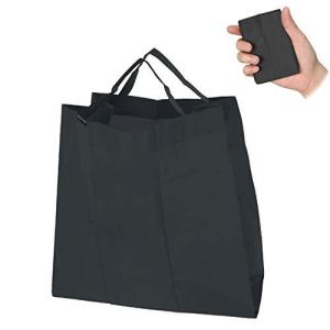MOTTERU ポケットスクエアバッグ 簡単 折りたたみ (エコバッグ 買い物バッグ 携帯バッグ に) ブラック ワイド MO-1114-009