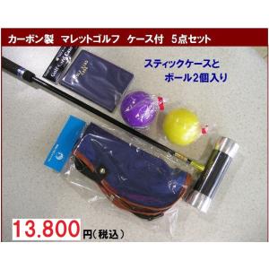 マレットゴルフ用品 カーボン製 入門用　5点セットC  青