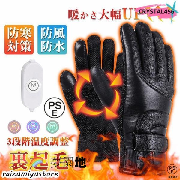 電熱グローブ 手袋 USB給電式 ヒーターグローブ 3段階温度調整 裏起毛 裏ボア 防水 防寒対策 ...