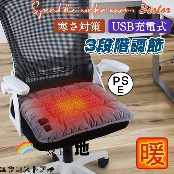ホットマット クッション ホットカーペット USB充電式 電熱 一人用 ミニ 椅子 座布団 車用 寒...