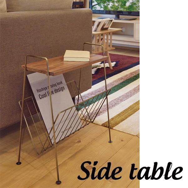 サイドテーブル スチール 天然木 テーブル コンパクト リビング AKB-435