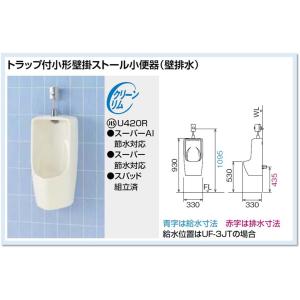 U-431R+UF-3J+UF-13AWP(VU)+UF-114E（２ケ）リクシル　トラップ付小形壁掛ストール小便器（壁排水）送料無料