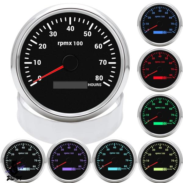 【互換品】 LCDデジタル計 rpm 110mm 6000 rpm 7色 バックライトタコメーター ...