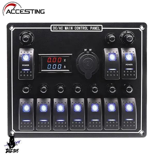 【互換品】 10ギャングロッカースイッチパネル防水自動車ボートマリンled ac dcデュアル電源制...
