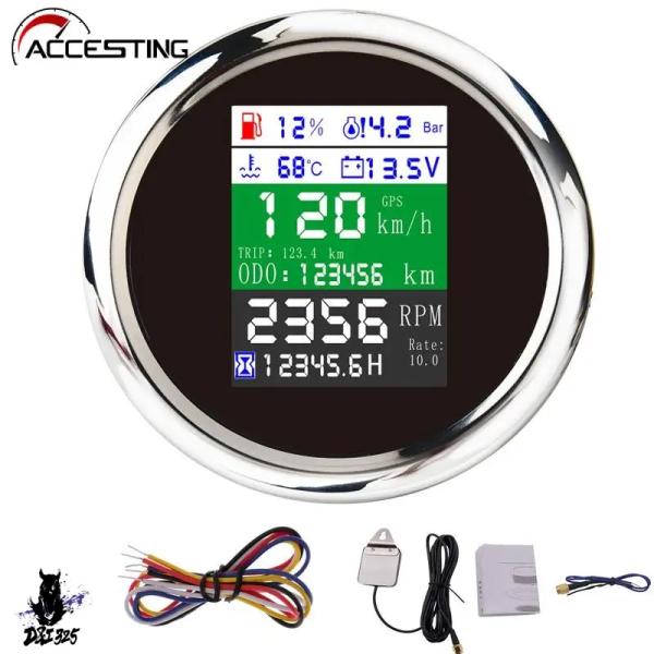 【互換品】 6 in 1デジタルgpsスピードメーター ボート 車 バイク 対応 社外製