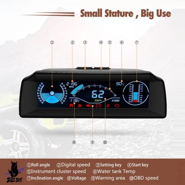 【互換品】 自動車 X90 obd2カースロープメーター 傾斜計 チルトピッチ レンジ分度器 緯度寿...