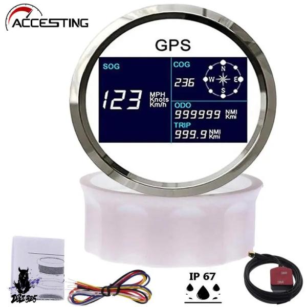 【互換品】 デジタルGPSメーター 85mm 防水 スピードメーター 7色バックライト 車 ボート ...