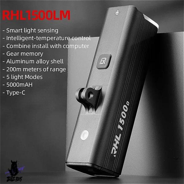 【互換品】 Rockbros LEDフロントライト 1500lm - アルミニウム製自転車ヘッドライ...