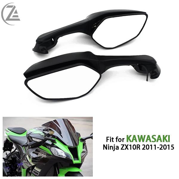 【互換品】 カワサキニンジャZX10R 2011-2015用 折りたたみ式LEDウインカーバックミラ...