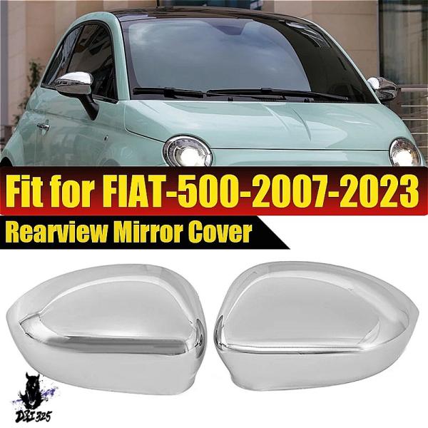 【互換品】 フィアット500 2007-2023 バックミラーカバー クローム 735452185 ...