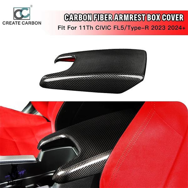 【互換品】 11th 世代シビックタイプR FL5 カーボンセンターコンソールアームレストボックスパ...