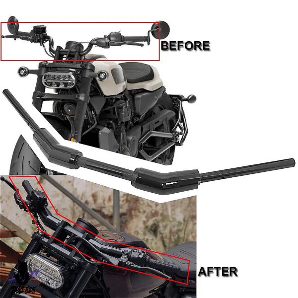 【互換品】 2021-2022 ハーレーダビッドソンスポーツスター用新品ブラックバイクハンドルバー7...