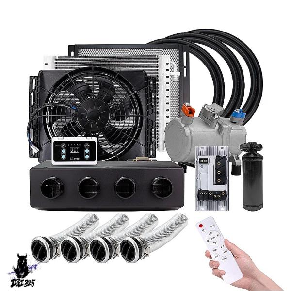 【互換品】 汎用 4穴電動エアコンコンプレッサー 12v/24v カーエアコン バン ストリートロッ...