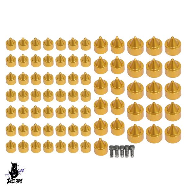 【互換品】 75個入り バイク ゴールド エンジンボルト トッパーキャップ カバー ネジキット ハー...