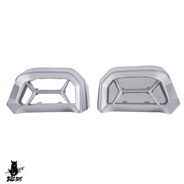【互換品】 2 個プラスチックシルバー吸気アクセントプレフィルターエンジンベントキット 219401...