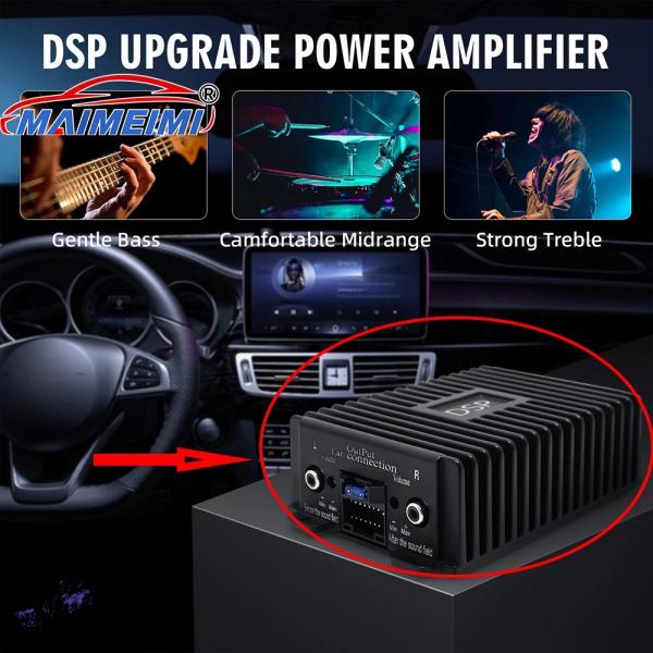 【互換品】 4x80W高忠実度パワーAndroid大画面DSPオーディオアンプHi-Fiカースピーカ...