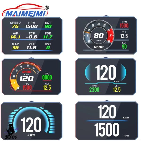 【互換品】 OBD2 スマートカー HUD ターボゲージヘッドアップディスプレイスピードメーター &amp;...