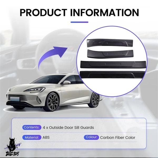 【互換品】 BYD Seal / BYD ATTO 4 ?ファイバーカラー外装ドアシルガード4個セッ...