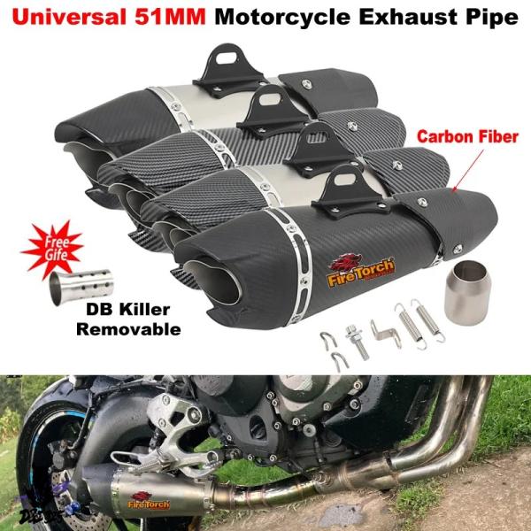 【互換品】 汎 51 mmバイク GP マフラー AT2 マフラーカーボンモトクロスエスケープチュー...