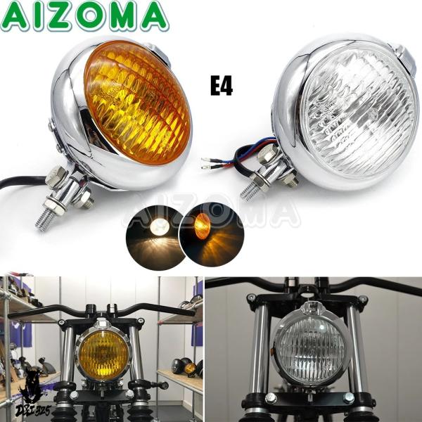 【互換品】 バイクレトロヘッドライトLED 4.5インチ丸型ヘッドライト ホンダCB BMW ヤマハ...