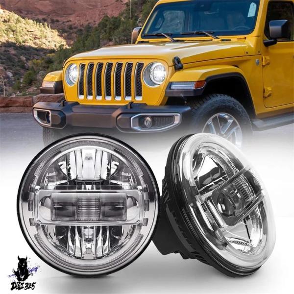 【互換品】 7インチledヘッドライトラウンドjk tjハマーH1 H2 12v 24vスズキサムラ...