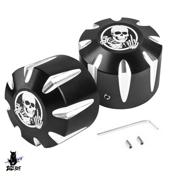 【並行輸入品】 リアアクスルナットカバー ビレットアルミニウム 3Dスカルパターン アクスルキャップ...