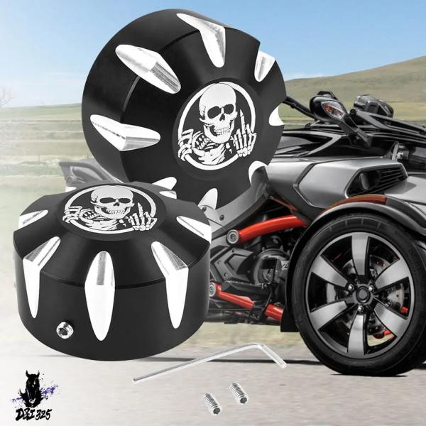 【並行輸入品】 フロントアクスルナットカバー ビレットアルミニウム 3Dスカルパターン アクスルキャ...