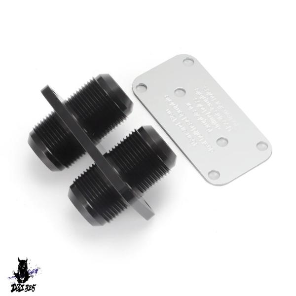 【互換品】 16AN ビレットバルクヘッドイン/アウトデュアル継手スステンレス ネジ高性能流体オイル...