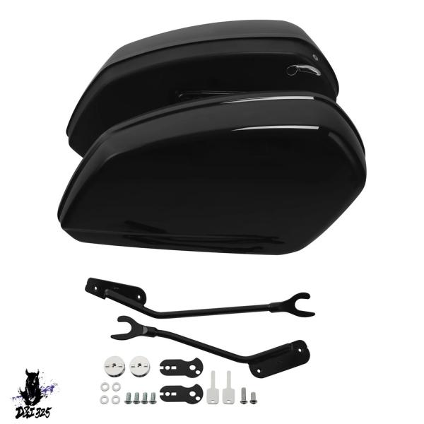 【互換品】 グロスブラックサドルバッグバッグハーレーソフテイルローライダー ST FXLRST 20...