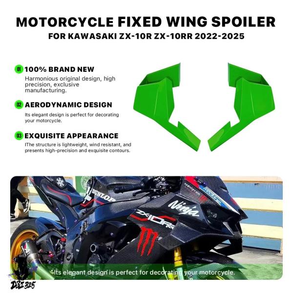 互換品  バイク空力固定翼スポイラー Kawasaki ZX-10R ZX-10RR 2022-20...