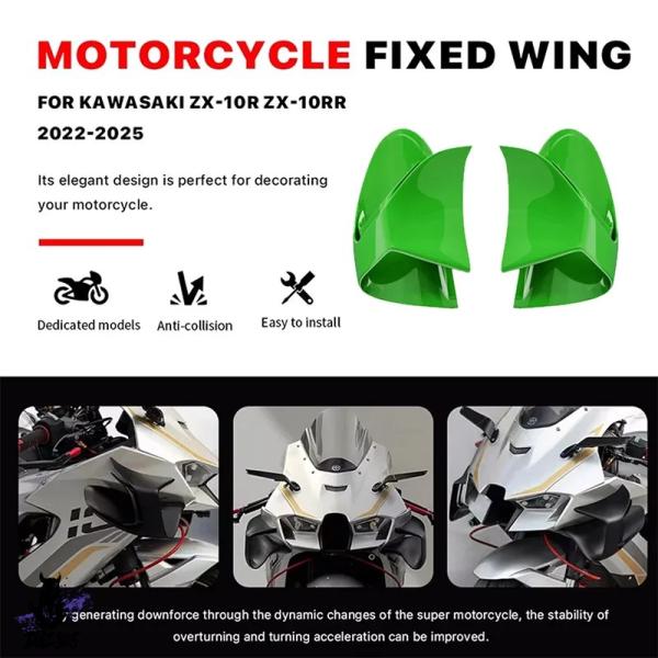 互換品  バイクフロント空力翼固定翼スポイラー Kawasaki ZX-10R ZX-10RR 20...