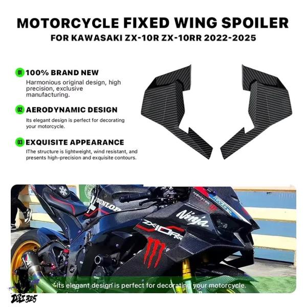 互換品  バイク固定翼スポイラー Kawasaki ZX-10R ZX-10RR 2022-2025...