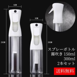 スプレーボトル 150ml 300ml 2本セット 霧吹き 連続ミスト噴射可能 園芸 植物用 清掃用 美髪師用 家用 ペット用 ウイルス対策 透明 送料無料　箱無し｜mamadakara