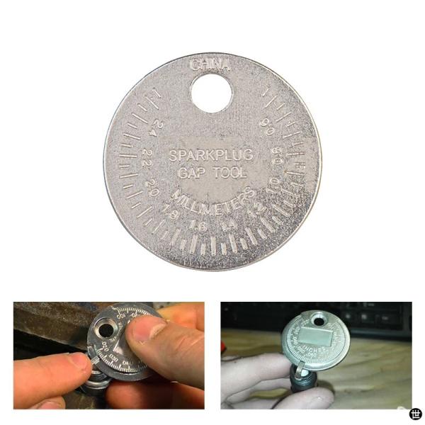 スパークプラグギャップゲージ測定ツールコインタイプ0.6-2.4MMレンジスパークプラグゲージ口径測...