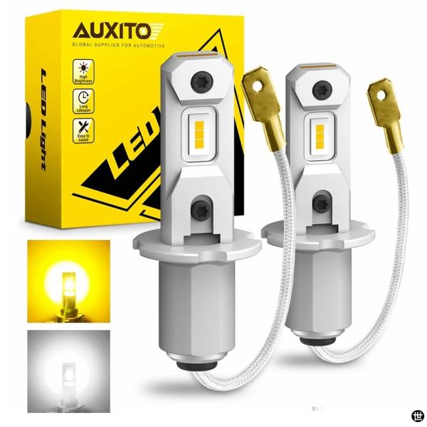 AUXITO 2 個 H3 LED 電球フォグライトイエロー 12V CANBUS H3 LED フ...