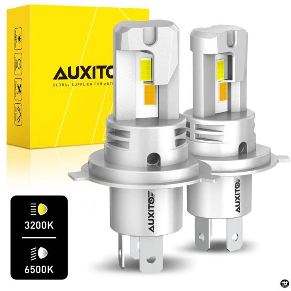AUXITO デュアルカラー H4 LED ヘッドライト CANBUS HB2 9003 電球 32...