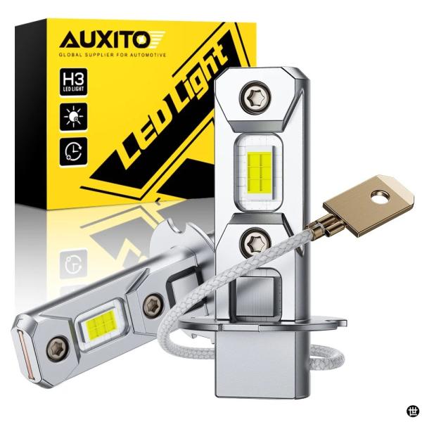 AUXITO 2 個 H3 LED フォグランプ電球イエロー 12V CANBUS ファンレスプラグ...