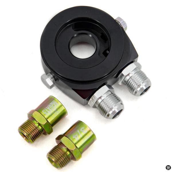 アルミ汎用オイルフィルターサンドイッチアダプターオイルクーラープレートキット 3/4-16UNF M...