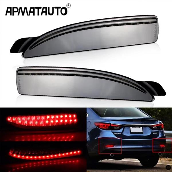 2 個 LED スモークレッドレンズ車赤リアバンパーリフレクターブレーキライト マツダ6 アテンザ ...