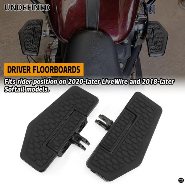 バイク黒六角フロントフットペグフロアボードペダルフットレストハーレーソフテイルブレイクアウト FXL...