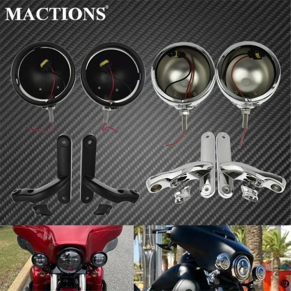 バイク 4-1/2インチ ウィンカーブラケット補助ライト 4.5インチ フォグライトホルダーランプハ...