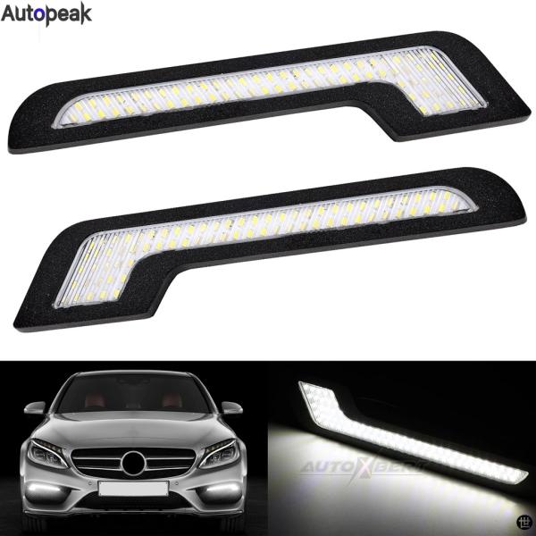 2X 汎用デイタイムランニングライト LED ホワイトライト L 字型ストリップ 72 SMD ガラ...