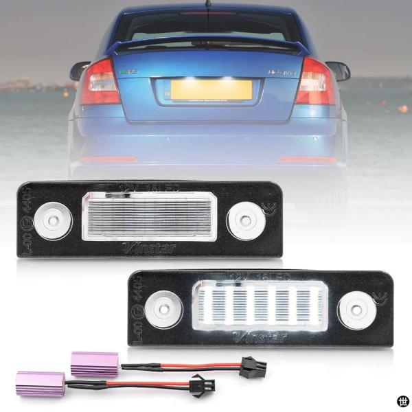 2X CANBUS LED ライセンスナンバープレートライト シュコダ オクタヴィア MKII 1Z...