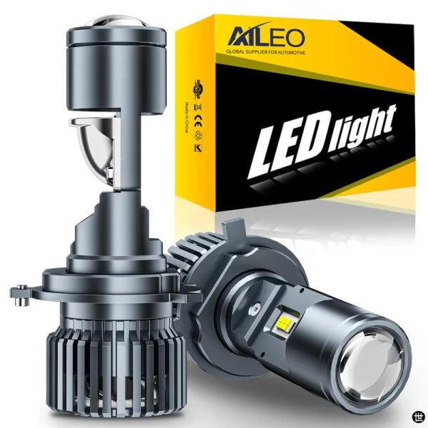 AILEO LED H4 ミニプロジェクターレンズ LED 車 9003 HB2 HI/LO ビーム...